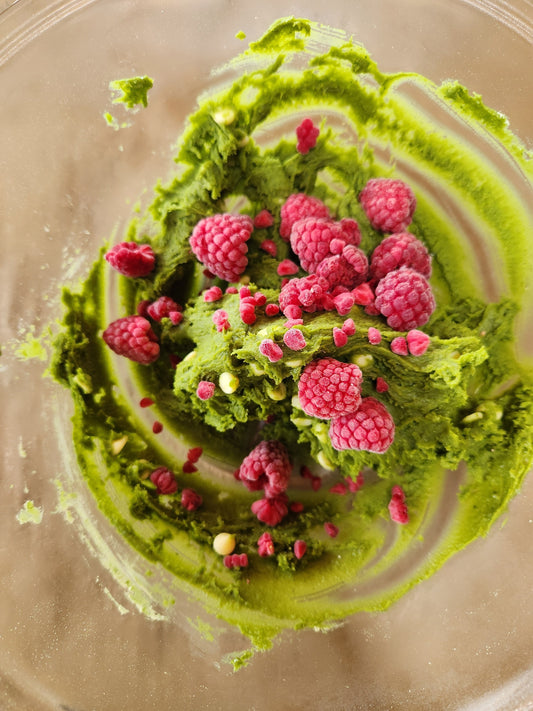 Rasperry White Chocolate Matcha Cookies